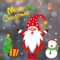 Christmas static window stickers with Santa gnome, snowman and Merry Christmas art text - HYC 009 Gnomes & Tree