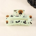 Light green Halloween hair claw clip with spooky pumpkin, skull and bat patterns - Light Green (D5-2-10)