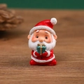 Miniature resin Santa Claus figurine with blue gift box, 5cm compact holiday table decor - Santa Claus (Kraft Box)