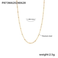 Detailed view of titanium steel gold beaded necklace with 40+5cm adjustable length chain - Gold Small Satellite Chain (P873)