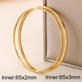 Minimalistische goudkleurige roestvrijstalen armbanden in 2mm en 3mm breedte met 65mm binnendiameter - Binnendiameter 65mm (KB191112-GC) / Goud