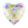 Heart-shaped foil balloon with Feliz Día mamá print and colorful watercolor patterns - 18 Inch Gradient Hearts Background Heart Happy Mother's Day (F3389)
