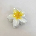 Elegant white and yellow frangipani flower hair claw clip on soft fabric background - Bauhinia Hair Claw / Approx. 8x7x4.3cm / White (Yellow Heart)