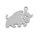 Bull-shaped stainless steel pendant charm in silver finish for DIY jewelry making - Cow / Steel