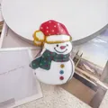 Süße Weihnachts-Schneemann Haarklammer mit rotem Hut und grünem Schal für festliche Frisuren - Weihnachtsschneemann (Roter Hut)