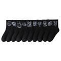 Lot de 10 paires de chaussettes de sport noires en coton avec motifs graffiti blancs - Taille Unique(37-46) / Série D4-Mélange Noir