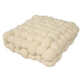 Nordic woven lamb wool cushion in cream white with a soft textured square design - Beige