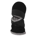 Winter knitted fleece-lined beanie hat and neck gaiter set for outdoor cold protection. - L(58-60cm) / Black