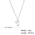 Detailed view of hollow flower pendant with dimensions 10.1x18.5mm and chain length - Steel Color Lotus