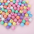 Colorful acrylic beads with sparkling rhinestones for children DIY jewelry making - 10mm Colorful Berry Ball With Silver (50pcs)