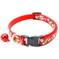 Détail du collier pour animaux en tissu rouge avec motifs pomme, boucle et clochette - Pomme Cœur Rouge