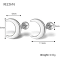 Orecchini a perno a luna in argento sterling S925 con dimensioni e peso dettagliati - Argento 925 / Argento