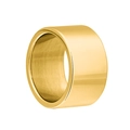 Close-up of a 12mm wide polished gold ring with a minimalist flat mirror finish - US 5 / Gold