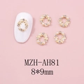 Detail von Weihnachts-Nagelkunst-Kranzanhängern mit Goldlegierung Perlen und Strass - Goldbasis Weißer Strass Kranz Stil(AH81) / 8*9mm