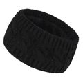 Fascia invernale in maglia a trecce nera con fodera spessa in pile di peluche - Nero
