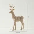 Champagne gold reindeer ornament with glitter finish and dimensions of 33cm high and 22cm long - 33cm Deer