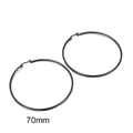 Minimalist 70mm large round hoop earrings in black finish stainless steel for women - 70mm / Black
