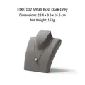 Dark grey small bust jewelry display stand for necklaces in velvet finish 16.5cm - ED07102 Small Portrait Bust Stand Dark Grey