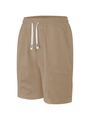 Detail of khaki waffle knit shorts showing elastic waistband and textured fabric - Khaki