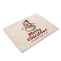 Christmas snowman placemat in beige cotton linen with Merry Christmas text for dining table - Beige Sketch Snowman