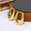 Minimalist gold wave U-shape hoop earrings with a polished finish for women - Smooth U-Shaped Hoop Style (ZYN-DME314G-3)