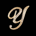 Elegant gold letter Y brooch with inlaid rhinestones and intricate twisted rope texture - Letter Y Style (2255) / Gold Y