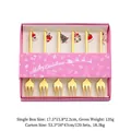 Christmas gift set of 6 golden dessert forks with festive cartoon charms in a pink box - Christmas Pendant Gift Box (gold 6-pronged)