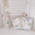 Floral folding umbrella with white fabric and golden J-hook handle for sun and rain - Hundred Flowers With Color Glue Coating