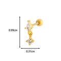 Golden cartilage stud earring with diamond-cut zircon stones and screw ball back - Rhombus Round Zircon Pendant (8#) / Gold