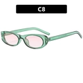 Retro-Oval-Sonnenbrille mit grünem Rahmen und lila Gläsern, Y2K-Stil Variante C8 - Transparenter Grüner Rahmen Rosa Gläser