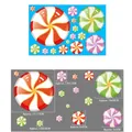 Christmas candy spiral static window stickers in red, green and purple colors - BQ153