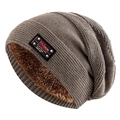 Ensemble bonnet tricoté d'hiver doublé de polaire et cache-col gris pour le froid - L(58-62cm) / Khaki