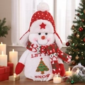 Christmas snowman plush doll with knit hat and Let It Snow sweater for home decor - Christmas Snowman Gift Bag