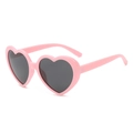 Fashionable heart-shaped polarized sunglasses in light pink frame with dark grey lenses - Pink Frame Gray Lens Polarized