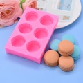 6-cavity 3D macaron silicone mold for DIY soap and clay crafting on blue background - 6-Hole Pink Macaron Style