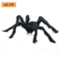 Schwarze behaarte 60cm Halloween Riesenspinne mit leuchtend roten Augen auf Weiß - Große schwarze Spinne