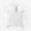 White cotton muslin baby comforter with cute rabbit head and knotted corners for newborns - White Rabbit