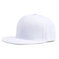 Macro detail of high-quality white cotton twill fabric and stitching on a flat brim cap - White
