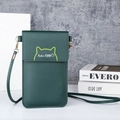 Modern green mini crossbody phone bag for women with cute cat ear stitching detail - Dark Green