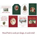 Set of 16 vintage Christmas gift cards featuring Santa, trees, and bells on white background - American Vintage Cards (16 Sheets/Set)