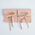 Pink microfiber jewelry pouch set with square flap design and elegant bow ribbon tie - Dusty Pink