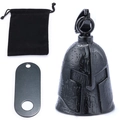 Spartan helmet guardian bell in black vintage finish with velvet pouch and metal tag - Black 3-Piece Combination Set / Black