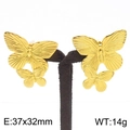 Pendientes de mariposa dorados en acero inoxidable con diseño de doble capa, 37x32mm - Estilo de Doble Mariposa / Dorado