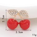 Detail view of crystal cherry accessory showing dimensions of 2.7cm by 3.5cm and 11g weight - D150 Enamel Cherry