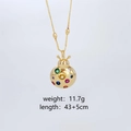 Collier coccinelle plaqué or avec gemmes colorées, poids de 11,7g et chaîne de 43+5cm - Collier Scarabée