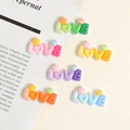 Colorful resin LOVE alphabet charms in macaron tones for DIY crafts and accessories - LOVE