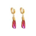 Boucles d'oreilles cœur papillon dorées avec cristaux magenta sur fond blanc - 10# Boucles d'Oreilles Goutte d'Eau