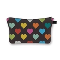 Portable makeup bag featuring colorful pixelated heart patterns and a black zipper - 9-Black Pixel Color Hearts