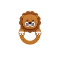 Funny lion silicone baby teether with textured grip ring for teething relief - Little Lion Rattle Teether / Brown