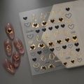 5D embossed nail art stickers with gold foil Love letters and black heart designs - Gold Foil Letter Heart Style (CO-277)